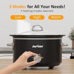 Sunvivi 4QT Slow Cooker with Removable Pot