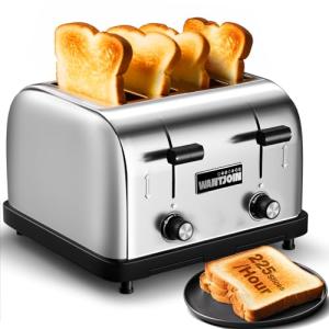 WantJoin 4-Slice Commercial Toaster - 1800W Stainless Steel