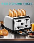 WantJoin 4-Slice Commercial Toaster - 1800W Stainless Steel