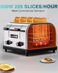WantJoin 4-Slice Commercial Toaster - 1800W Stainless Steel