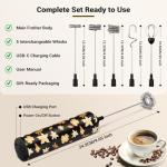 Rechargeable Handheld Milk Frother with 5 Heads