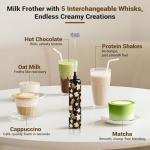 Rechargeable Handheld Milk Frother with 5 Heads