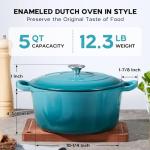 Onader 5QT Dark Cyan Cast Iron Dutch Oven