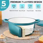 Onader 5QT Dark Cyan Cast Iron Dutch Oven