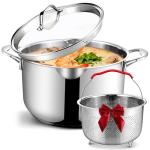 AOSION 6QT Stainless Steel Stock Pot & Fryer Basket