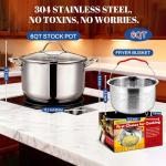 AOSION 6QT Stainless Steel Stock Pot & Fryer Basket