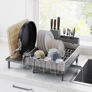 SONGMICS Expandable Stainless Steel Dish Drying Rack