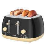Retro 4-Slice Stainless Steel Toaster with Wide Slots