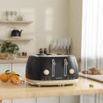 Retro 4-Slice Stainless Steel Toaster with Wide Slots