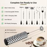 Rechargeable Handheld Milk Frother with 5 Heads