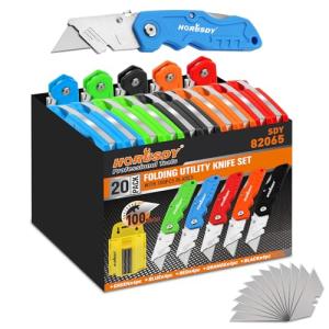 20-Pack Heavy-Duty Folding Utility Knife Set