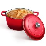P&P CHEF 7QT Red Enameled Cast Iron Dutch Oven