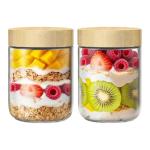 2 Pack 16oz Glass Jars with Bamboo Lids