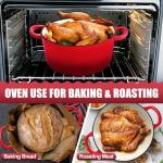 P&P CHEF 7QT Red Enameled Cast Iron Dutch Oven