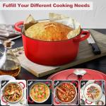 P&P CHEF 7QT Red Enameled Cast Iron Dutch Oven
