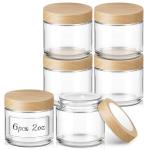 2 oz Clear Glass Jars with Woodgrain Lids - 6 Pack