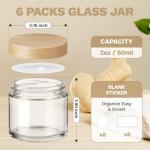 2 oz Clear Glass Jars with Woodgrain Lids - 6 Pack