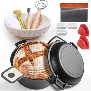 Cast Iron Dutch Oven with Bread Proofing Basket