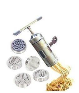 Stainless Steel Manual Pasta Maker with 5 Molds