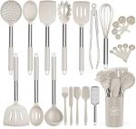 26-Piece Silicone Cooking Utensil Set with Steel Handles