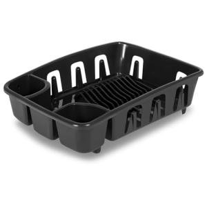 Brevo Dish Drying Rack with Drainboard, Black