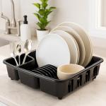 Brevo Dish Drying Rack with Drainboard, Black