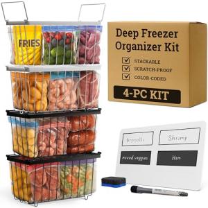 Stackable Organizer Bins for Chest Freezer - 4-Pack