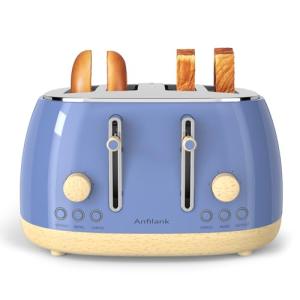Retro 4-Slice Stainless Steel Toaster with Wide Slots