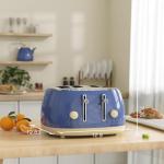 Retro 4-Slice Stainless Steel Toaster with Wide Slots
