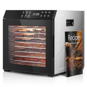 FOHERE 10-Tray Food Dehydrator with Timer and Light