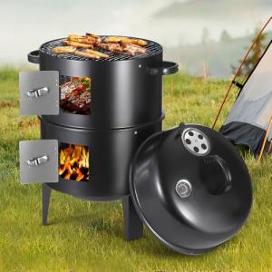 17-Inch 3-in-1 Vertical Charcoal Smoker Grill
