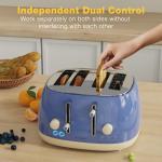 Retro 4-Slice Stainless Steel Toaster with Wide Slots