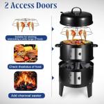 17-Inch 3-in-1 Vertical Charcoal Smoker Grill