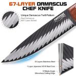 Topfeel 8-Inch Damascus Chef Knife with Wooden Handle