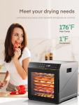 FOHERE 10-Tray Food Dehydrator with Timer and Light