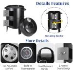 17-Inch 3-in-1 Vertical Charcoal Smoker Grill