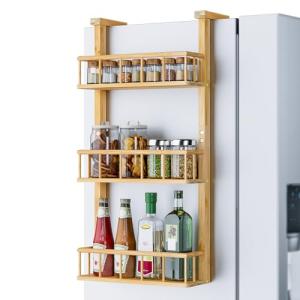 3-Tier Bamboo Spice Rack for Fridge Storage