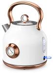 Retro 1.7L Electric Kettle with Temperature Gauge