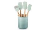 Le Creuset Silicone Utensil Set with Crock, Sea Salt