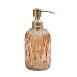 Amber Glass Soap Dispenser with Gold Trim