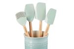 Le Creuset Silicone Utensil Set with Crock, Sea Salt