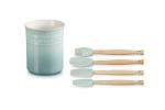 Le Creuset Silicone Utensil Set with Crock, Sea Salt