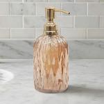 Amber Glass Soap Dispenser with Gold Trim