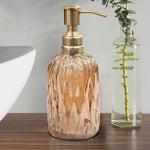 Amber Glass Soap Dispenser with Gold Trim