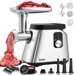 Electric Meat Grinder with Blades, Plates, and Sausage Tubes