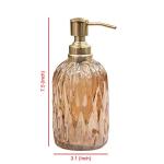 Amber Glass Soap Dispenser with Gold Trim