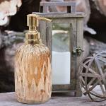 Amber Glass Soap Dispenser with Gold Trim