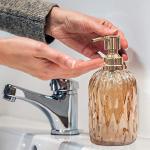 Amber Glass Soap Dispenser with Gold Trim