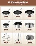 USELUCK 15-Piece Nonstick Stainless Steel Cookware Set