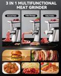 Electric Meat Grinder with Blades, Plates, and Sausage Tubes